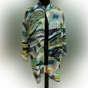 Oversized Flowing Sheer Kimono Tropical Colors